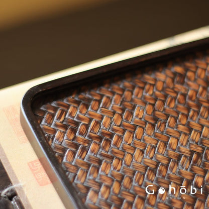 Gohobi Polished Bamboo Tea Tray – Bamboo Woven Gongfu Tea Tray