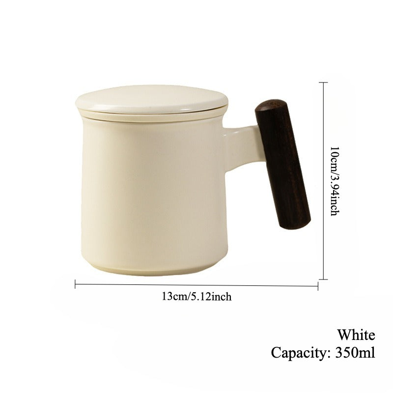 Gohobi Ceramic Office Mug with Infuser and Lid