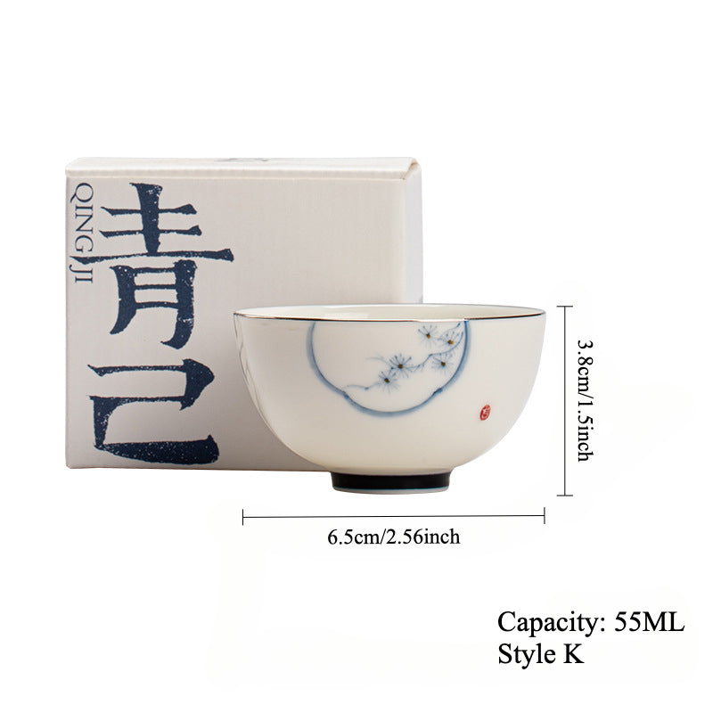 Gohobi Hand-Painted Blue-and-White Thin-Walled Teacup