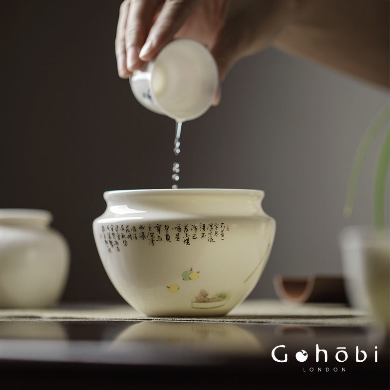 Gohobi Jade Porcelain Tea Wash Bowl – Ceramic Tea Rinse Basin