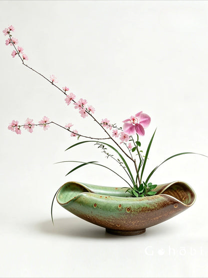 Gohobi Japanese Ikebana Ceramic Vase – Jingdezhen Medieval Style Large Flower Arrangement Vessel