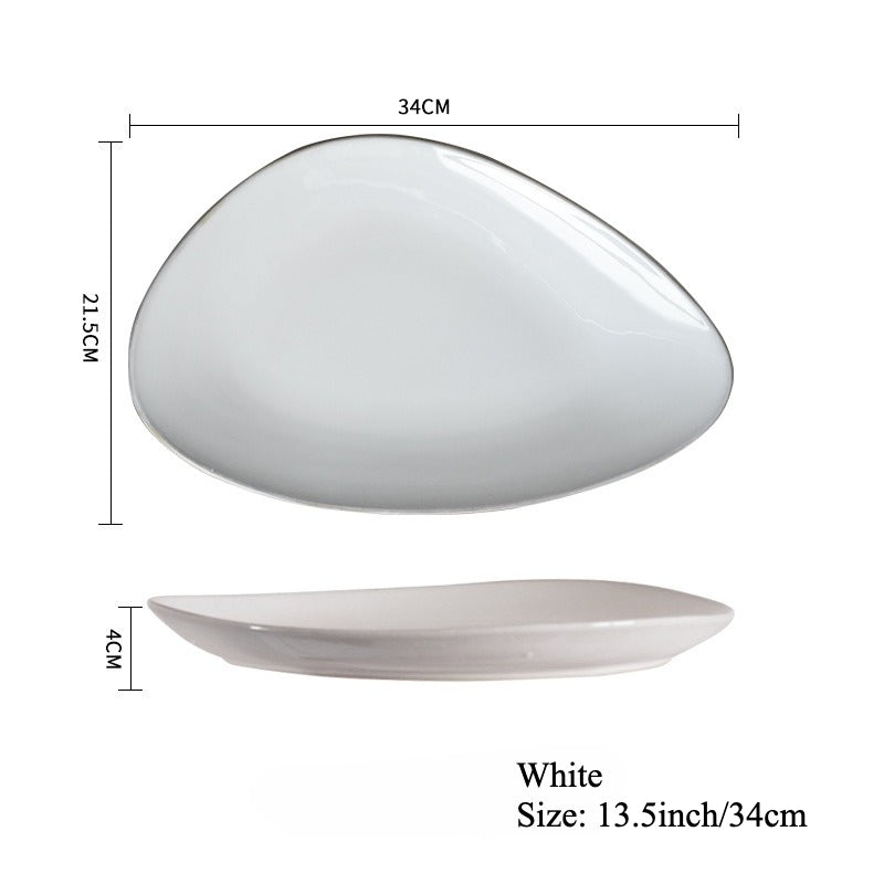 Gohobi Japanese Kiln-Glazed Irregular Oval Plate