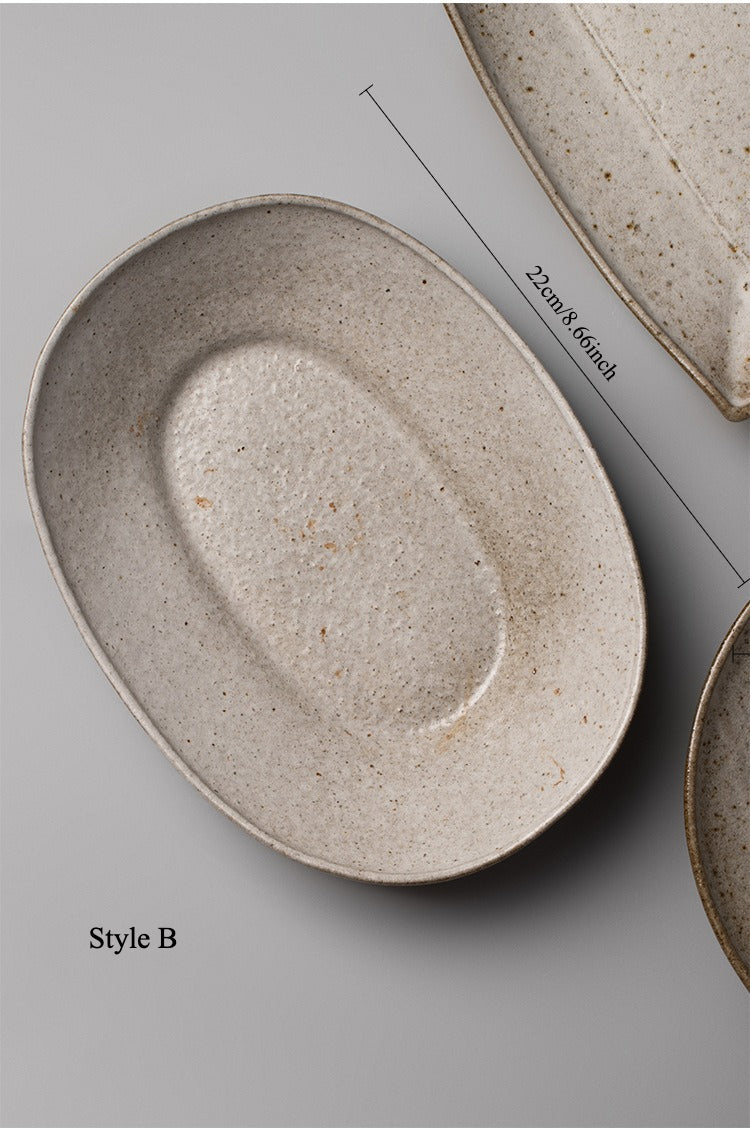 Gohobi Japanese Vintage Coarse Pottery Deep Plate