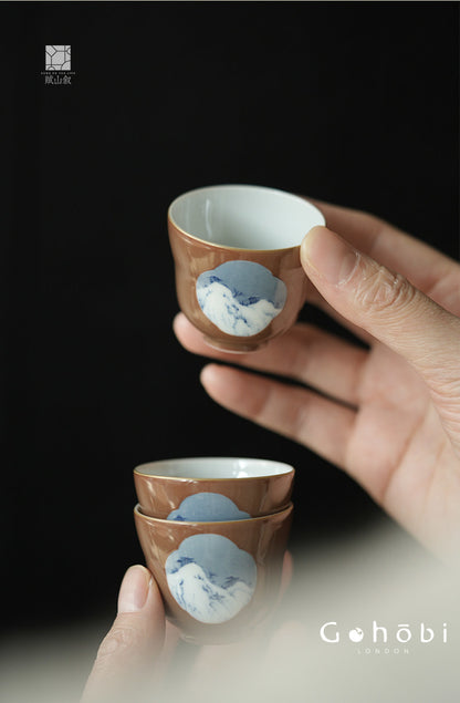 [賦山敘 x Gohobi] Gohobi Jingdezhen Hand-Painted Blue and White Teacup – Begonia Snow View Fulu Guest Cup