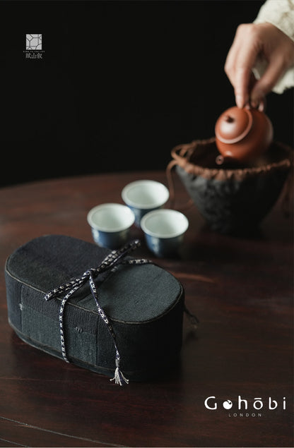 [賦山敘 x Gohobi] Gohobi Indigo Dyed Tea Set Storage Bag – Handmade Cloth Travel Teacup & Teapot Pouch