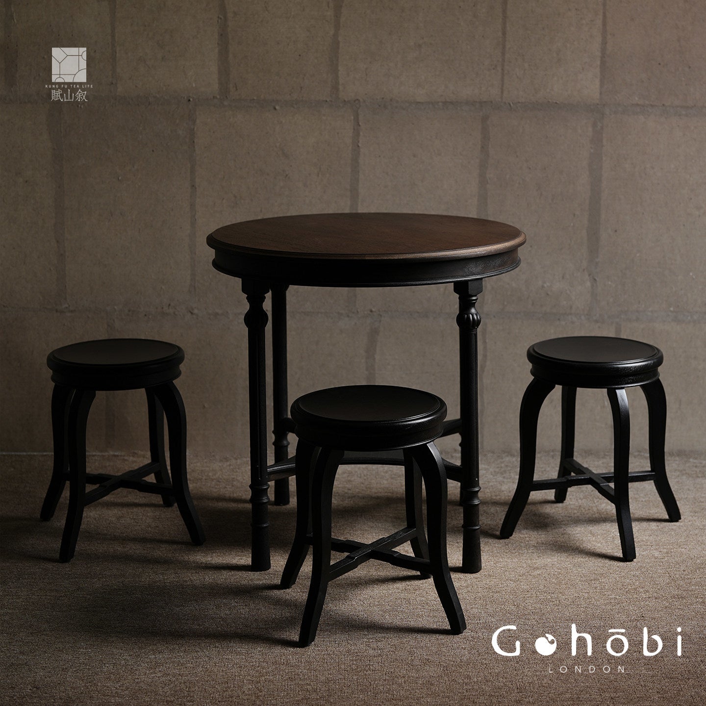 [賦山敘 x Gohobi] Gohobi Wabi-Sabi Teak Wood Tea Table – Round Solid Wood Tea Table