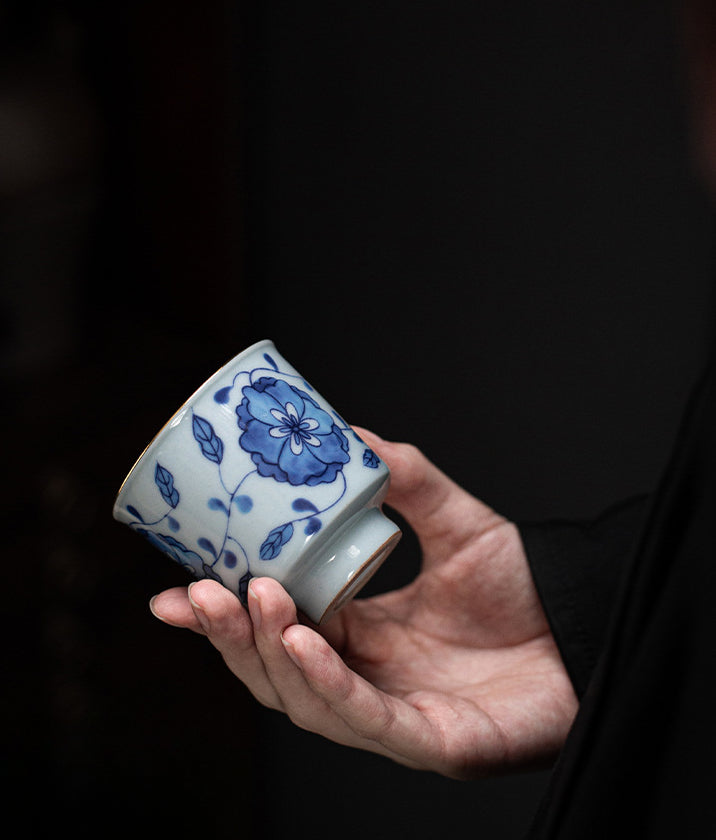 Gohobi Blue and White Twining Lotus Fu Gui Cup