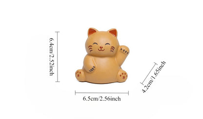 Gohobi Yixing Purple Clay Lucky Cat Tea Pet – Handmade Fortune Cat Tea Table Ornament