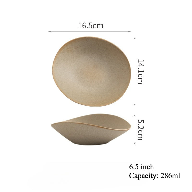 Gohobi Japanese Ceramic Irregular Salad Bowl