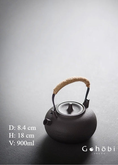 Gohobi Ceramic Tea Kettle – Handmade Household Pottery Teapot (900ml)