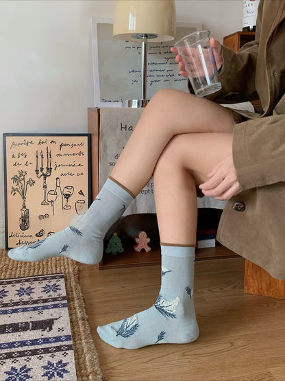 Gohobi Korean Floral Mesh Mid-Calf Socks