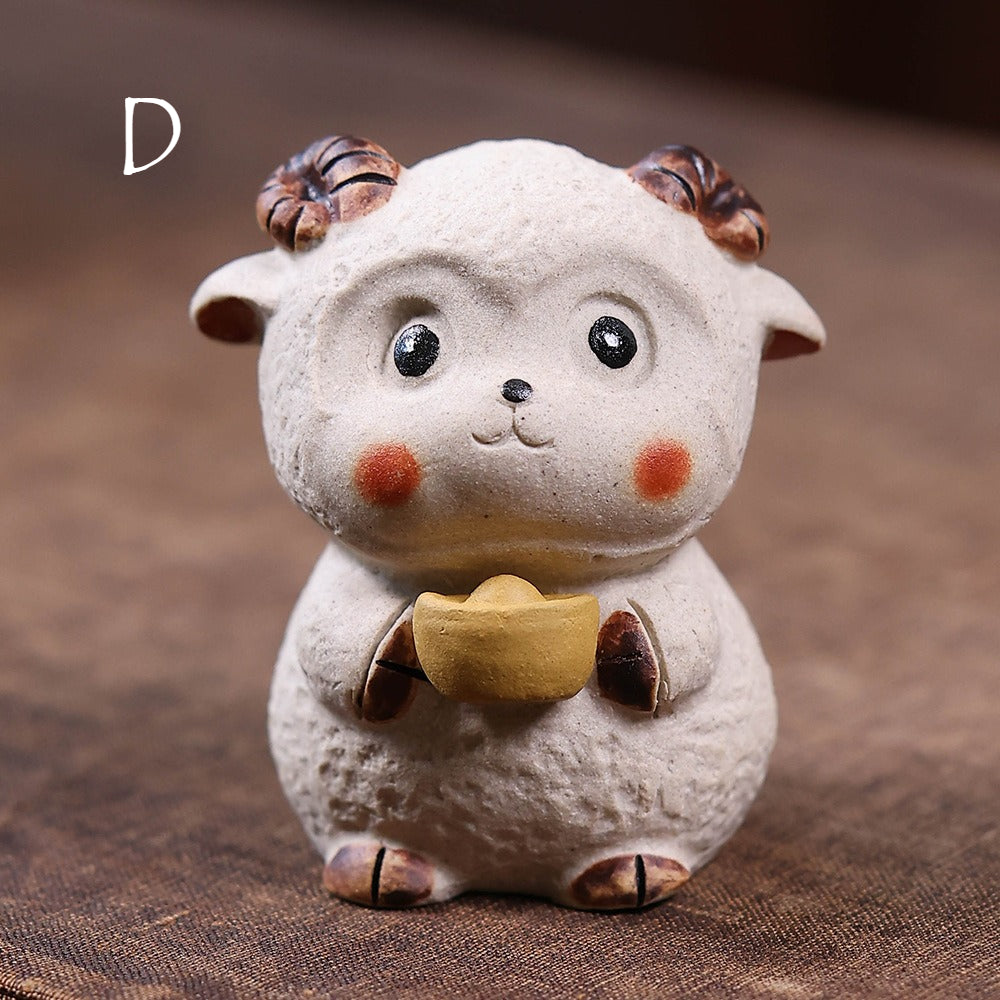 Gohobi Yixing Purple Clay Sheep Tea Pet – Handmade Sanyang Kaitai Ornament