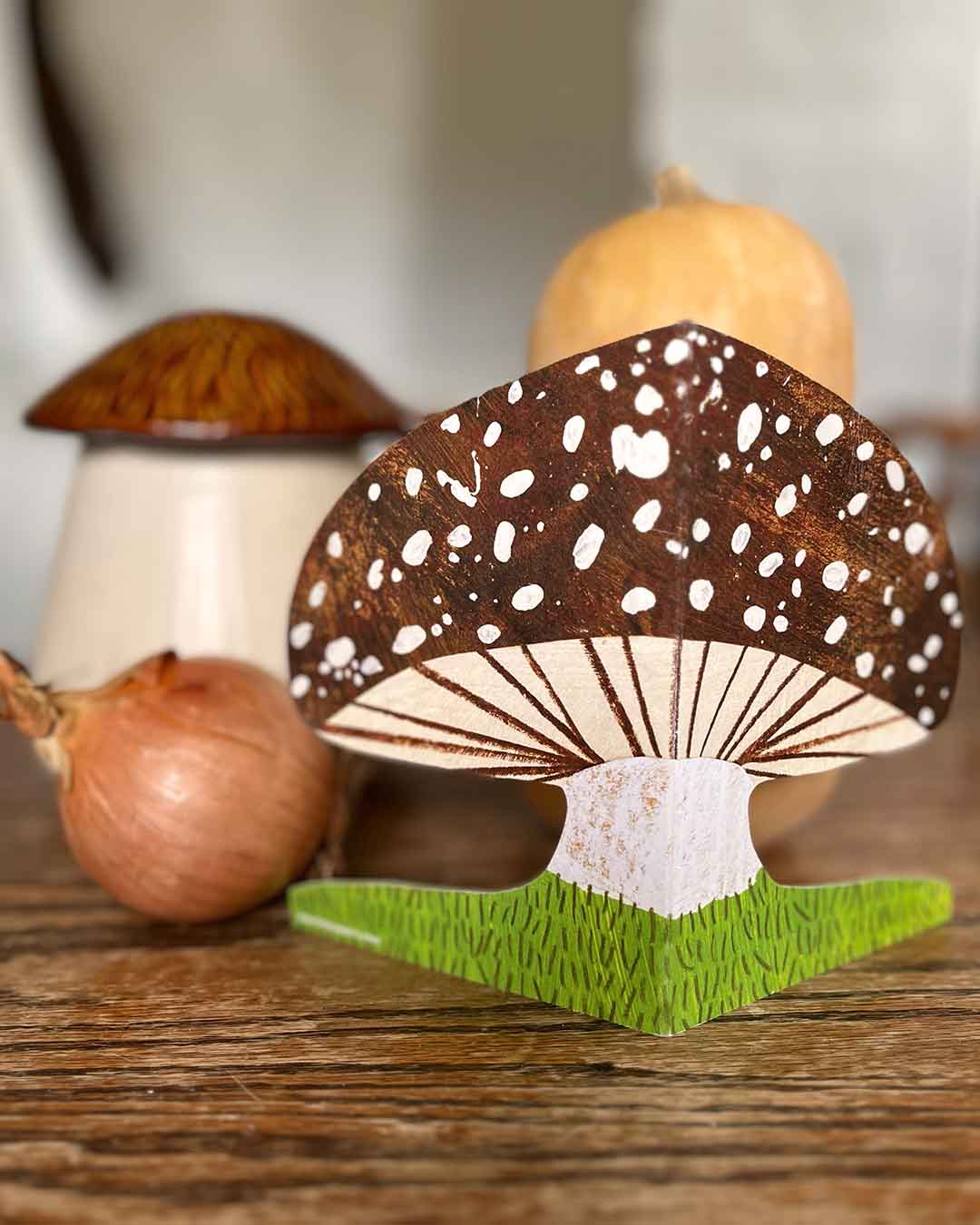 Mortlake Papers Brown Mushroom Shaped Greeting Card [Made in the UK]