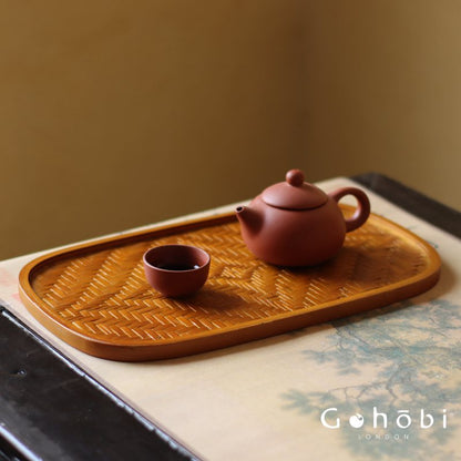 Gohobi Polished Bamboo Tea Tray – Bamboo Woven Gongfu Tea Tray