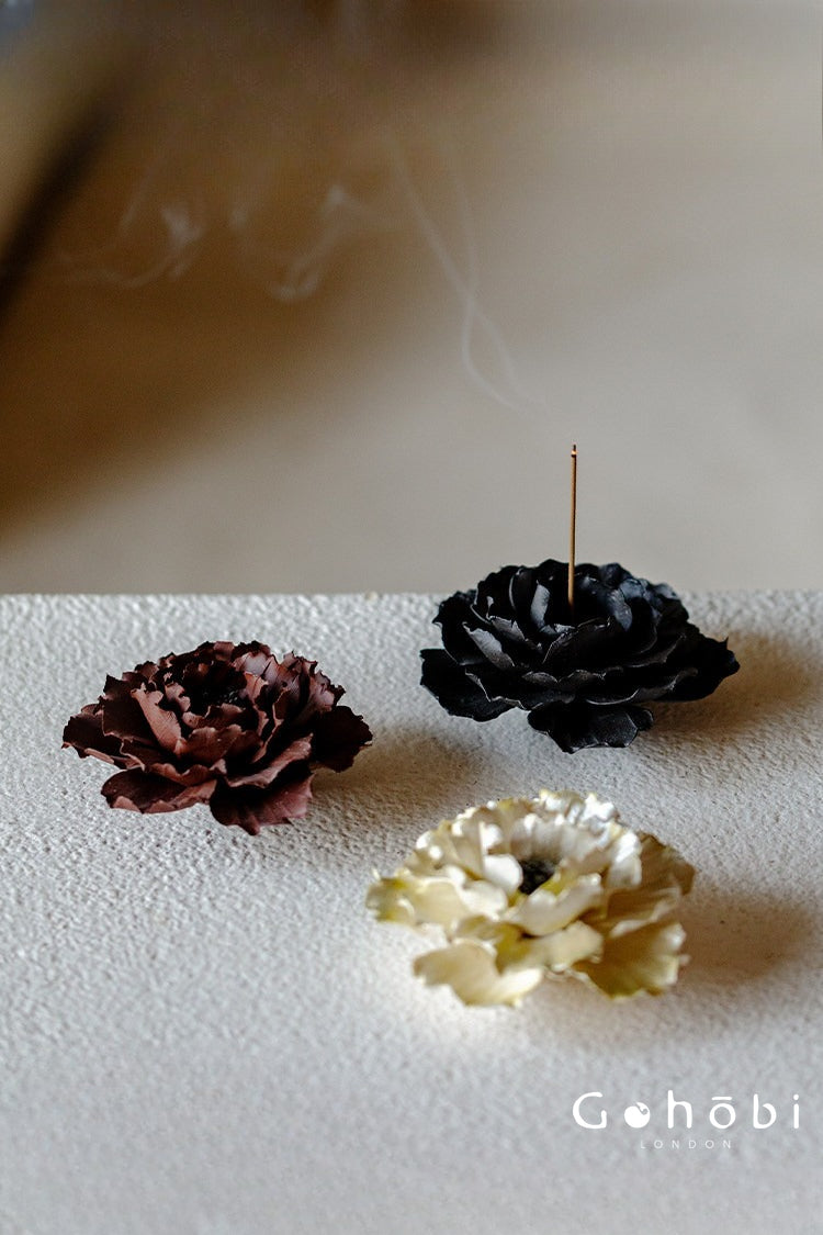 Gohobi Handmade Floral Incense Holder 004 - Peony Stoneware