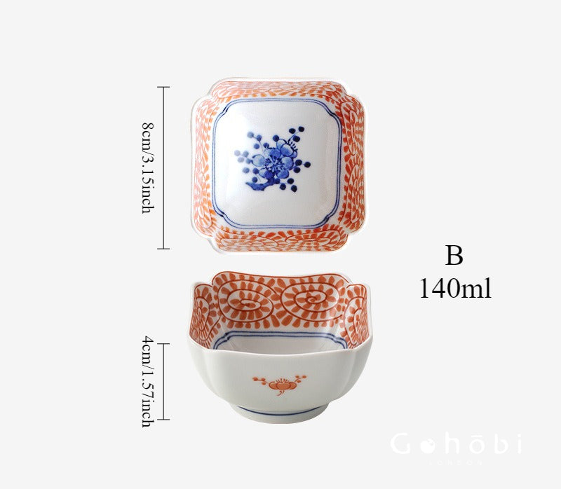 Gohobi Japanese Hosami Yaki Blue & White Small Bowl Set [Made in Japan] – Six-Piece Gift Box