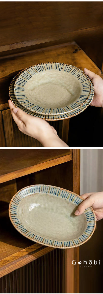 Gohobi Japanese Mino-yaki Pine Leaf Ceramic Plate [Made in Japan] – Retro Light Luxury Tableware