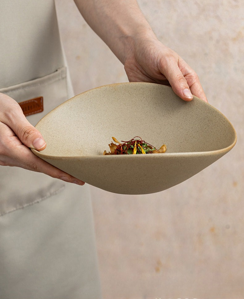 Gohobi Japanese Ceramic Irregular Salad Bowl