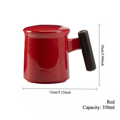 Gohobi Ceramic Office Mug with Infuser and Lid