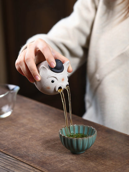 Gohobi Yixing Purple Clay Pig Head Teapot – Handmade Cute Pig Teapot