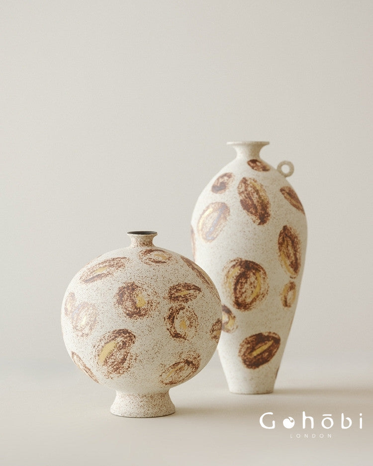 Gohobi Wabi-Sabi Sand Texture Large Vase – Handmade Jingdezhen Ceramic Flower Vessel