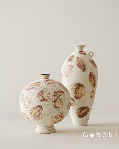 Gohobi Wabi-Sabi Sand Texture Large Vase – Handmade Jingdezhen Ceramic Flower Vessel