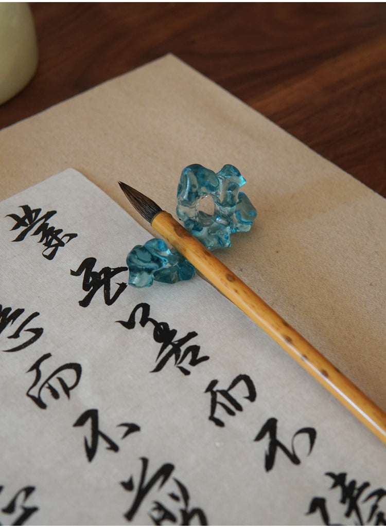 Gohobi Pate de Verre Taihu Lake Stone Coloured Glass Incense and Pen Holder Paperweight Ornament