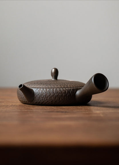 Gohobi Japanese Tokoraki Jade Glaze Side Handle Teapot – Retro Handmade Kyusu Tea Pot Coarse Pottery |Made in Japan