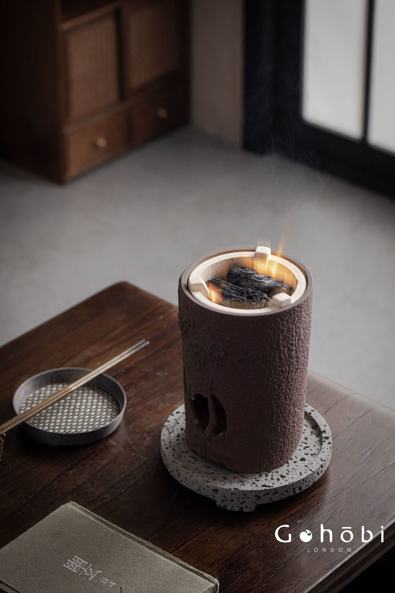 Gohobi Coarse Pottery Wind Stove Tea Set – Japanese Retro Charcoal-Style Kettle