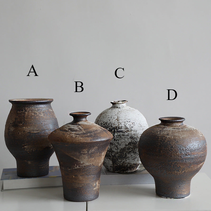 Danish style ceramic white wabi sandy wind coarse pottery vase