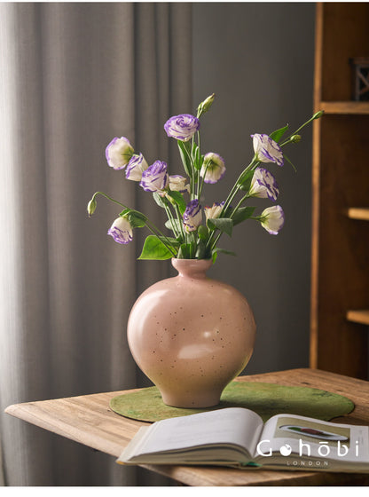 Gohobi Jingdezhen Handmade Ceramic Vase – Coarse Pottery Retro Spherical Flower Vase