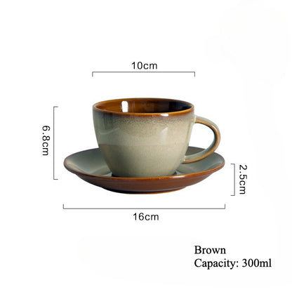 Gohobi Vintage Kiln-Change Ceramic Coffee Cup and Saucer Set