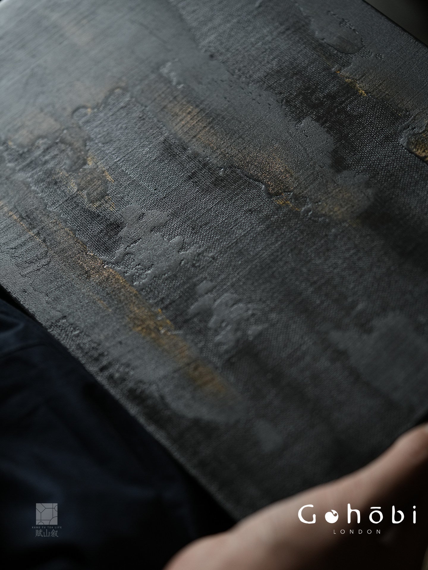 [賦山敘 x Gohobi] Gohobi Black Gold Lacquer Tea Tray – Handmade Ginkgo Wood Dry Brew Tea Tray Wabi Sabi Style