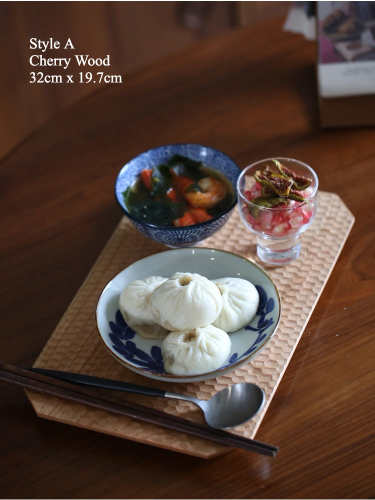 Gohobi Japanese-Inspired Dotted Cherry Wood Serving Tray