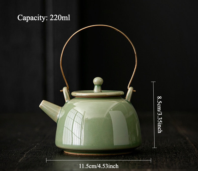 Gohobi Vintage Ceramic Teapot with Handle