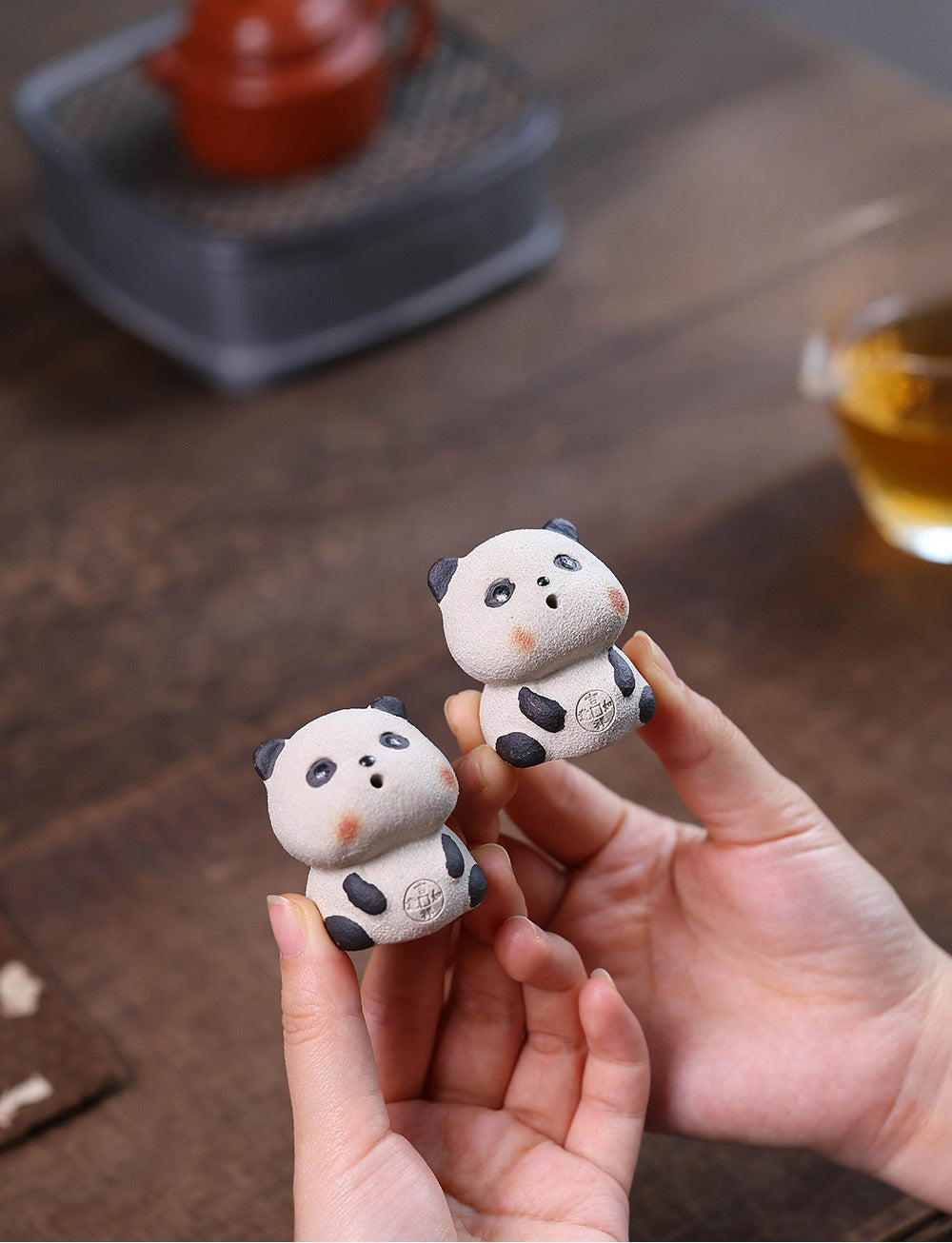 Gohobi Yixing Purple Clay Panda Tea Pet – Incense Holder and Lid Rest