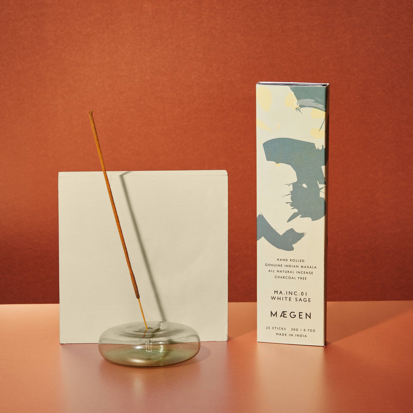 MÆGEN Dimple - Hand Blown Glass Incense Holder Green