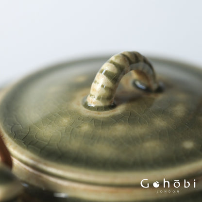 Gohobi Flowing Gold Autumn Sunset Dual-Purpose Teapot – Pure Handmade Ceramic Pot