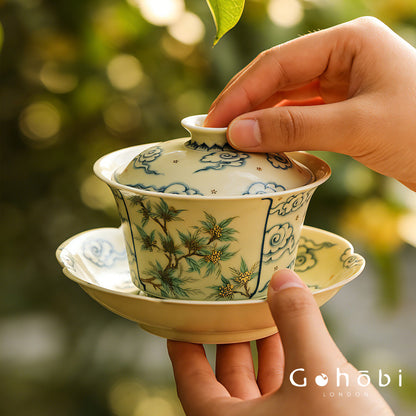 Gohobi Jingdezhen Blue and White Porcelain Gaiwan or Teacup – Hand-Painted Ceramic Tea Ware
