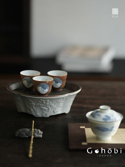 [賦山敘 x Gohobi] Gohobi Jingdezhen Hand-Painted Blue and White Teacup – Begonia Snow View Fulu Guest Cup
