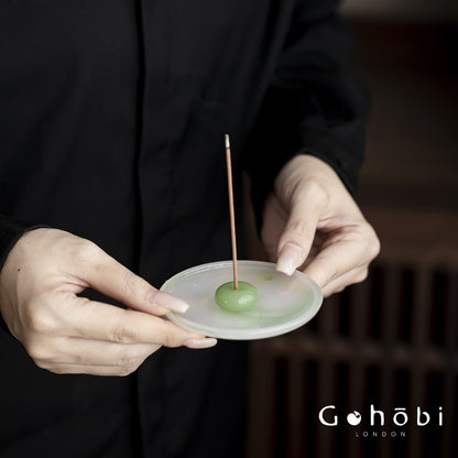 Gohobi Spring Shadow Glazed Incense Holder – Ceramic Ash Catching Incense Tray