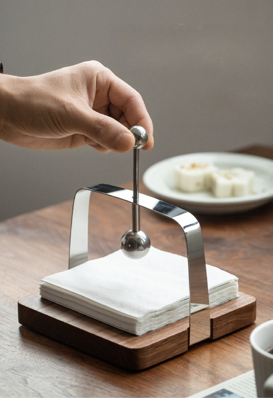 Gohobi Premium Solid Wood & Stainless Steel Tissue Holder