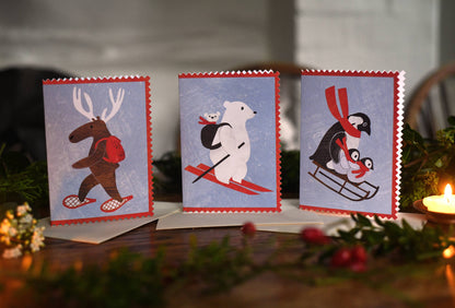 Mortlake Papers Skiing Polar Bear & Cub Christmas Card | Greeting Card [Made in the UK]