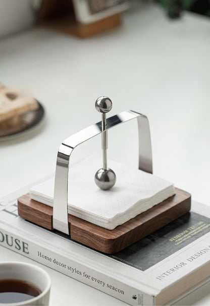 Gohobi Premium Solid Wood & Stainless Steel Tissue Holder