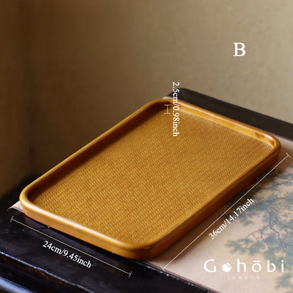 Gohobi Polished Bamboo Tea Tray – Bamboo Woven Gongfu Tea Tray