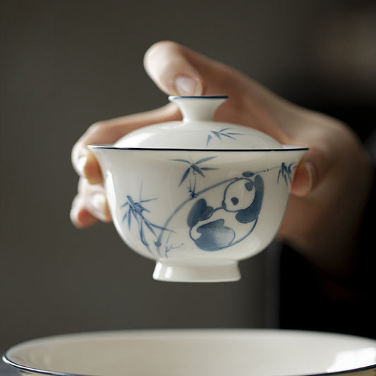 Gohobi Jade Clay White Porcelain Panda Gaiwan