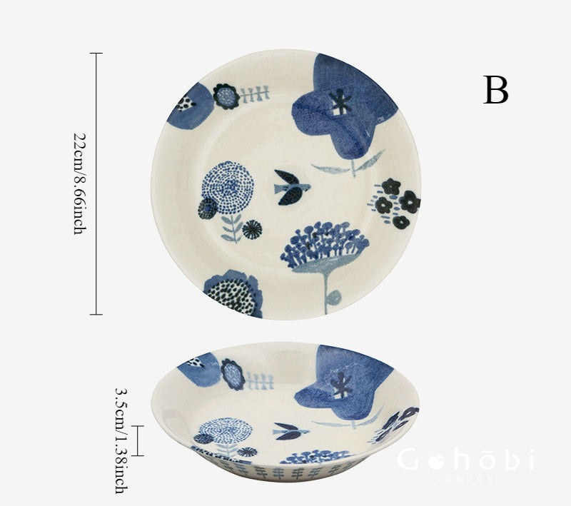 Gohobi Japanese Minoya Ceramic Small Plate [Made in Japan] – Underglaze Minoyaki Tableware