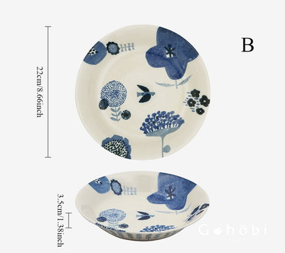 Gohobi Japanese Minoya Ceramic Small Plate [Made in Japan] – Underglaze Minoyaki Tableware