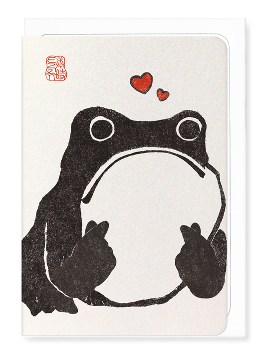 Ezen Designs KOREAN FINGER HEART EZEN FROG: Greeting Card [Made in the UK]