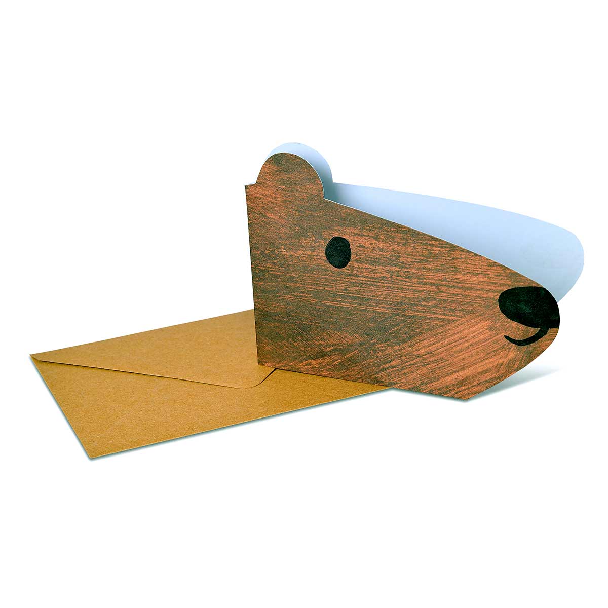 Mortlake Papers Brown Bear Shaped Greeting Card [Made in the UK]